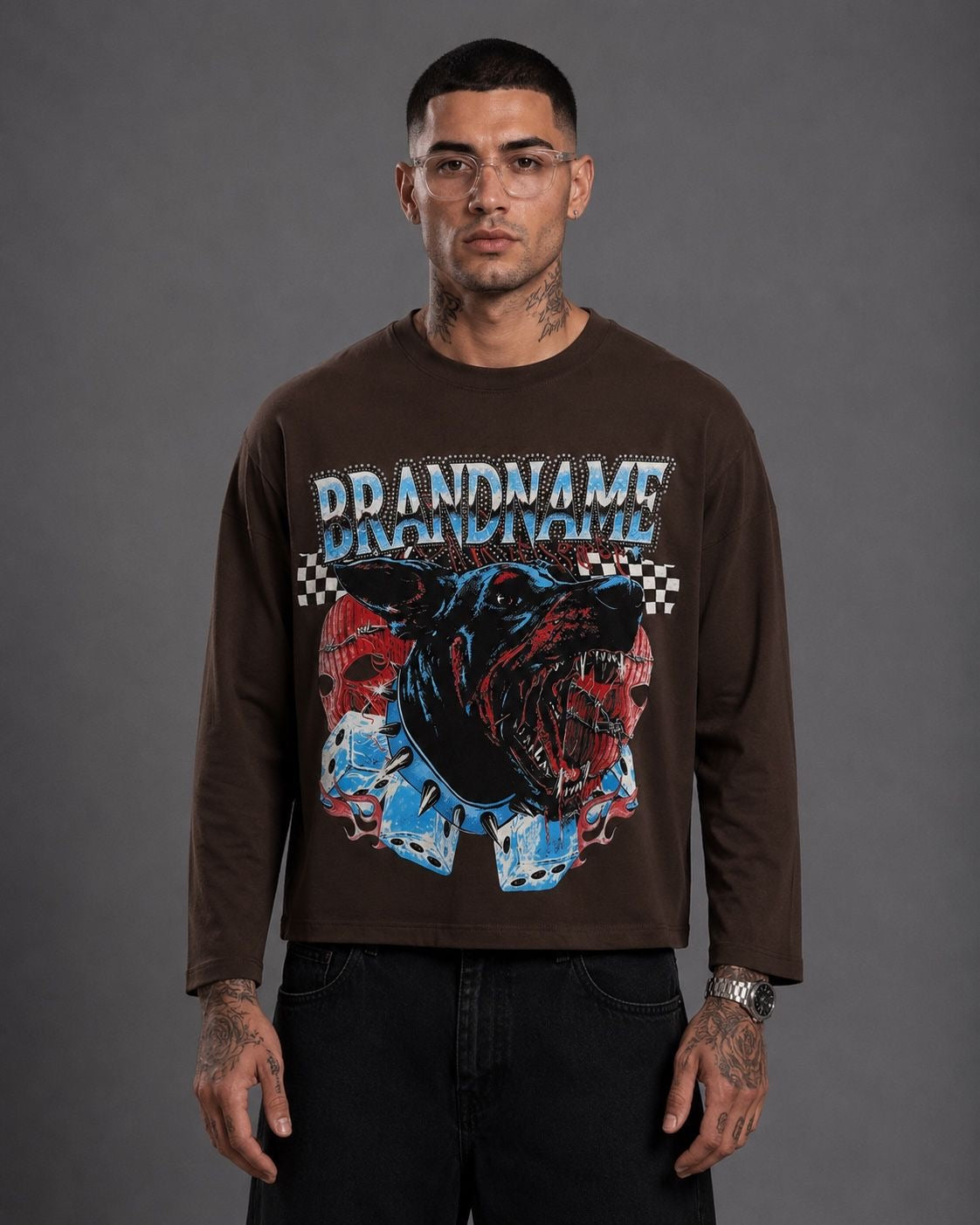 LONGSLEELVE BRANDNAME MORO E NERO