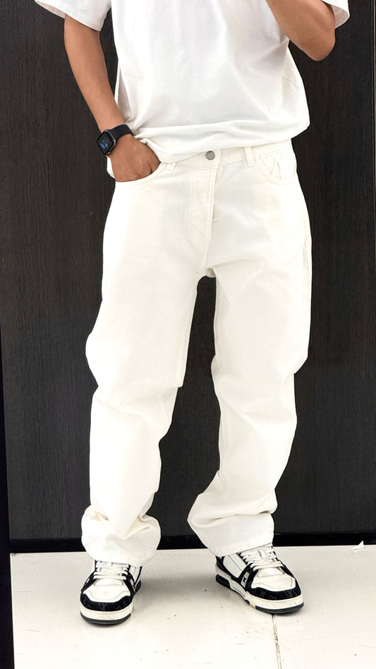 jeans baggy Bianco