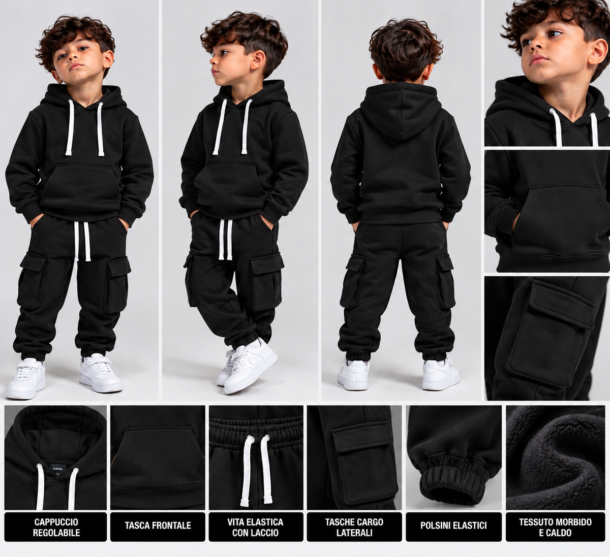 Completo Bimbi Nero 3-8 anni