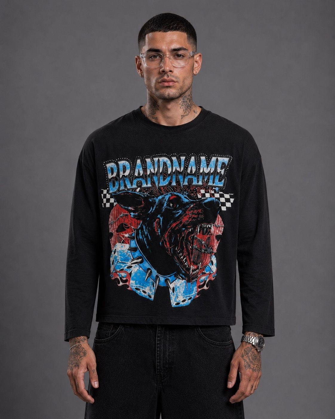LONGSLEELVE BRANDNAME MORO E NERO