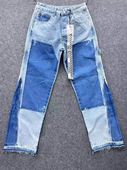 Blue Contrast Panel Jeans