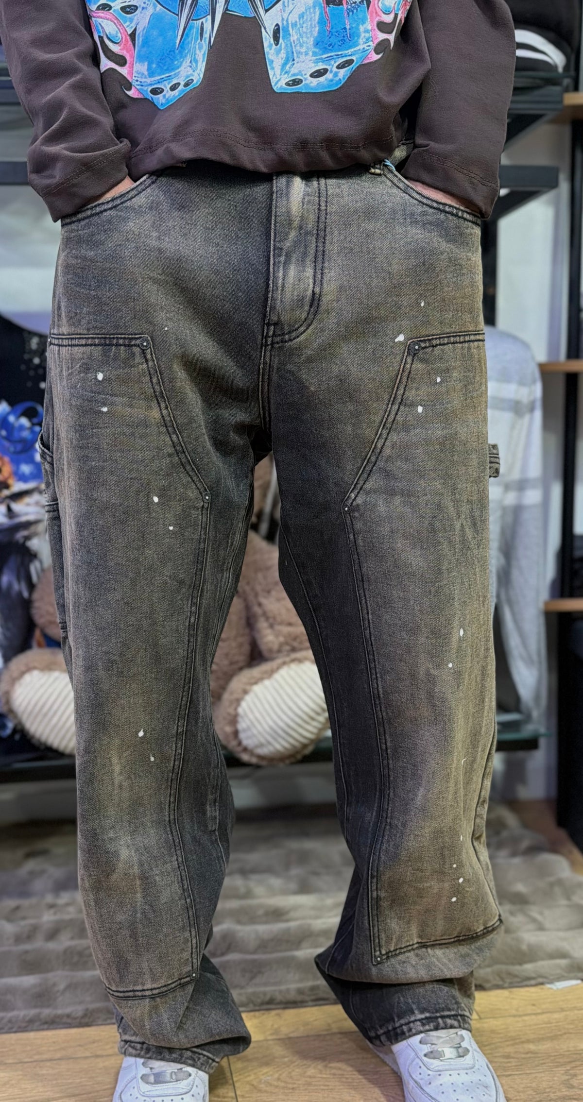 Jeans Baggy Grey Cargo Paint