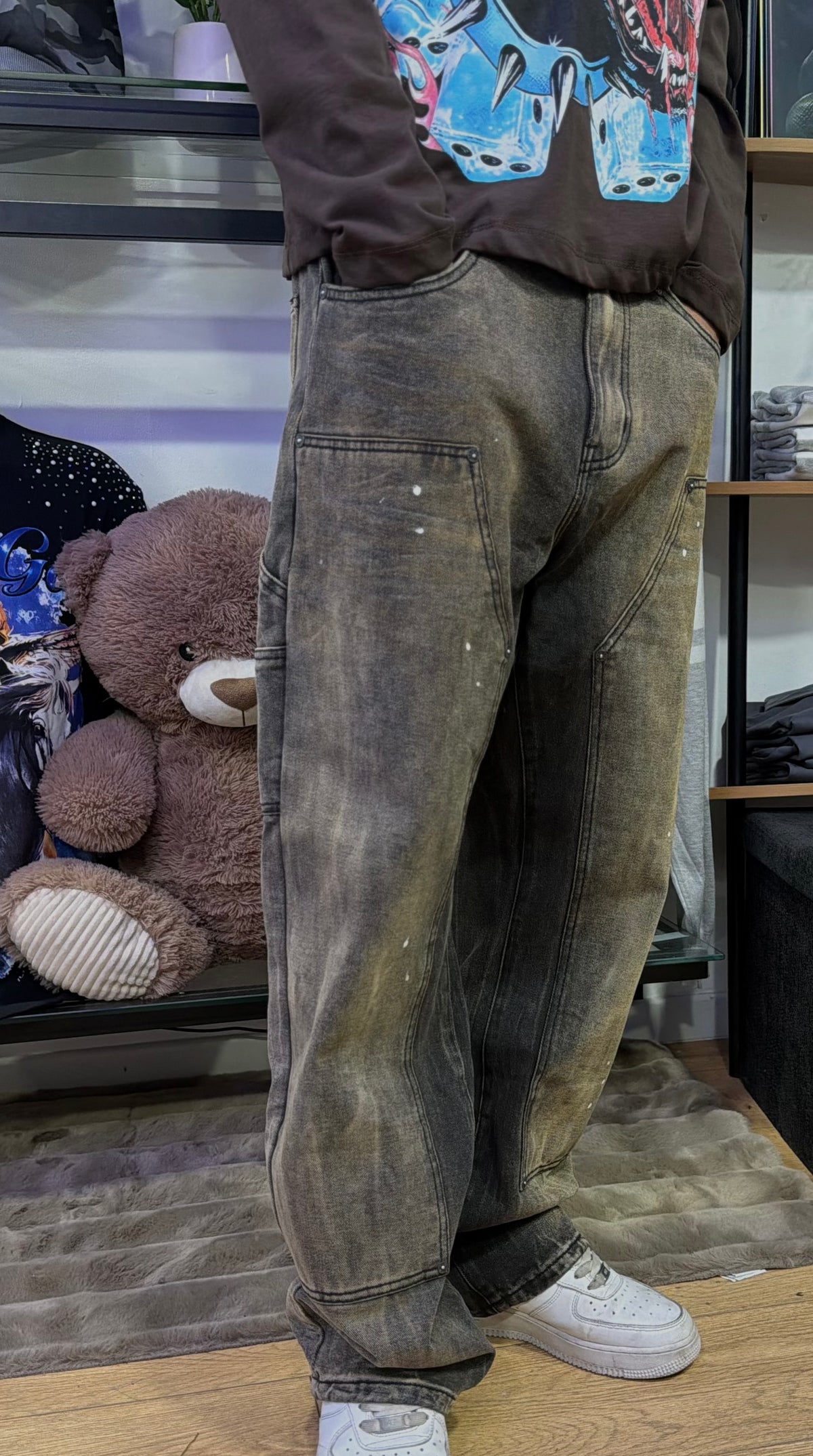 Jeans Baggy Grey Cargo Paint