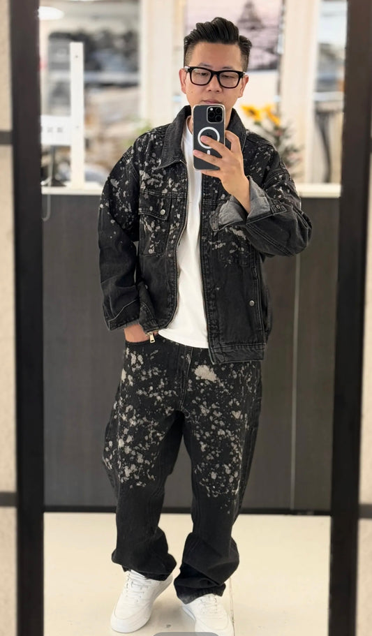 Completo jeans macchiato