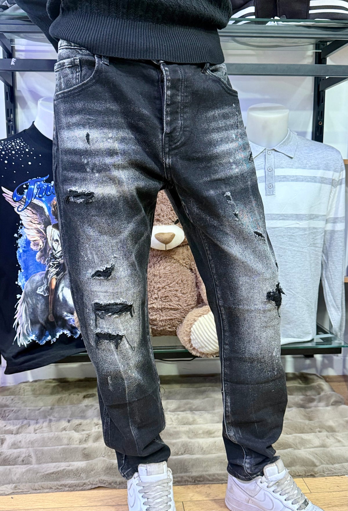 Vintage Charcoal Destroyed Skinny Jeans