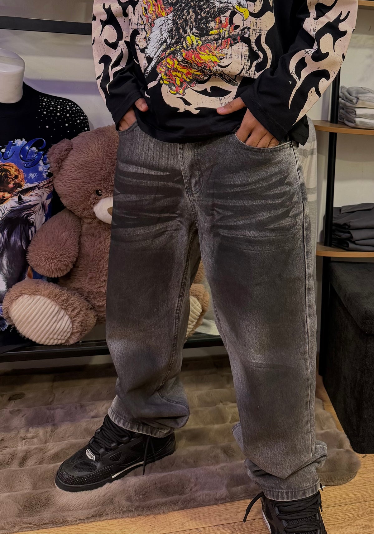 JEANS GREY WASHED