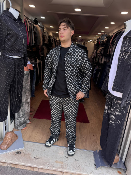 coordinato scacchi jeans