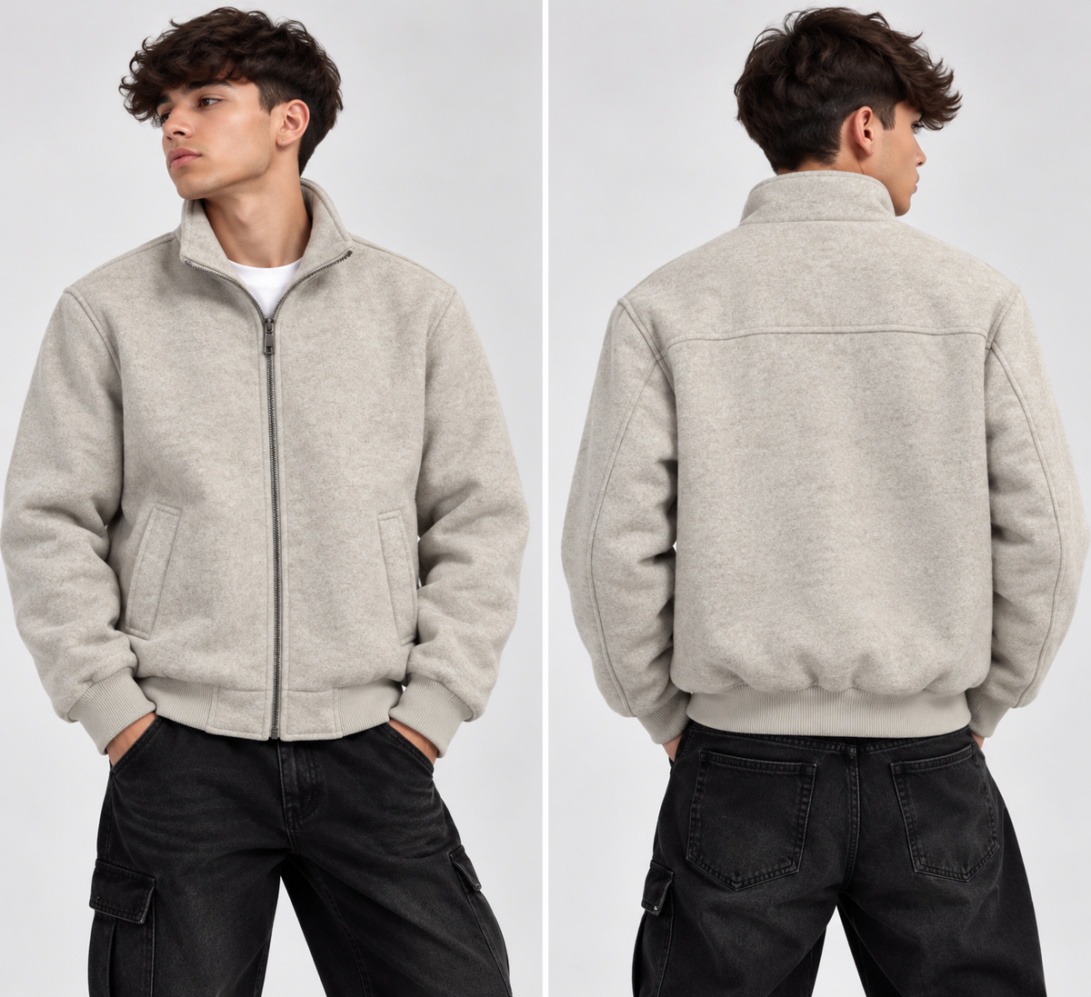 Giubbotto Bomber Basic con Zip e Collo Alto